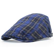 Chapéu Gatsby Newsboy com boné plano, xadrez azul/preto para homens