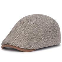 Chapéu Gatsby Newsboy com tampa plana Herringbone Wool Blend para homens