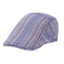 Chapéu Gatsby Newsboy masculino listrado multicolorido com boné plano
