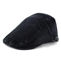 Chapéu Gatsby Newsboy unissex com boné plano, jeans lavado vintage