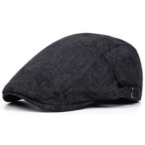 Chapéu Gatsby Newsboy vintage lavado preto com tampa plana para homens