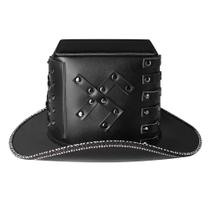 Chapéu Gothic Plague Doctor Black PU Leather Top Hat para adultos