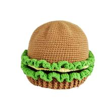Chapéu, hambúrguer feito à mão, crochê, boné com tema de comida para adultos