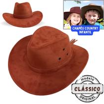 Chapéu Infantil Country Menina Menino Rodeio Sertanejo Festa Junina Peão Boiadeiro Cowboy Barretos Americano Camurça Tradicional Premium Envio Rápido