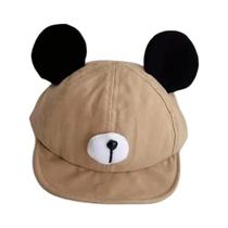 Chapéu Infantil de Algodão com Orelhas de Urso - Gorro de Pico com Viseira para Meninos e Meninas