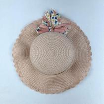 Chapéu Infantil Menina De Palha Sintética Com Laçinho Moda Verão rosa Claro Chapéu Infantil Menina De Palha Sintética Com Laçinho Moda Verão rosa Claro