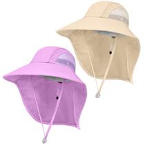 Chapéu KIRAAT Kids Sun Hat, pacote com 2, UPF50+, aba de pescoço, 5-14 anos