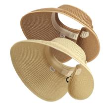 Chapéu Kyzistn, 2 peças, palha dobrável, viseira de sol, aba larga