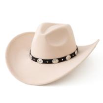 Chapéu Lanzom Wide Brim Felt Cowboy Bege Pequeno/Médio