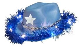 Chapéu Led Azul Pluma Country Ana Castela Boiadera Rodeio Chapéu Led Azul Pluma Country Ana Castela Boiadera Rodeio