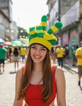 Chapéu Listrado Mãozinha Verde E Amarelo Brasil Torcida Ref CP232 Chapéu Listrado Mãozinha Verde E Amarelo Brasil Torcida Ref CP232
