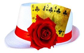 Chapéu Malandras Maria Navalha Pomba Gira Com Rosa Vermelha