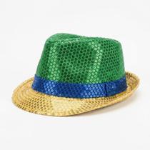 Chapéu Malandrinho Lantejoulas Brasil Verde Amarelo Azul
