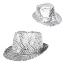 Chapéu Malandro Paetê Para Festas E Carnaval Prata