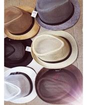 Chapéu Malandro Panamá De Tecido Rede Transpirante + Brim