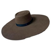Chapéu Mangueira Aba 15 Reppetto Chapéu Gaúcho Unissex Marrom Preto Aba 15cm Feltro Sintético