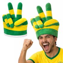 Chapéu Mão do Brasil Paz e Amor Torcedor Verde e Amarelo Chapéu Mão do Brasil Paz e Amor Torcedor Verde e Amarelo