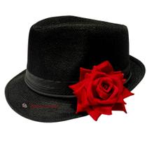 Chapeu Maria Navalha Malandra Preto com Rosa Umbanda Candomble - Macumbis