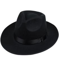 Chapéu Masculino Gangster Social Preto Aba Larga