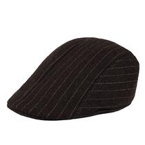 Chapéu masculino Gatsby Newsboy com boné plano listrado, lã
