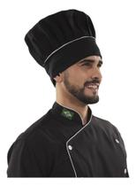 Chapeu Mestre Cuca Cozinheiro Brim Preto com Friso Branco 100% Algodao Chapeu Mestre Cuca Cozinheiro Brim Preto com Friso Branco 100% Algodao