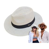 Chapéu Moda Panamá Aba Larga Palha Shantung Unissex Casual Praia