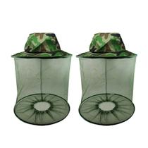 Chapeu Mosquiteiro Para Pesca Proteção Sol Camuflado Dobrável Leve 2un