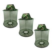 Chapeu Mosquiteiro Para Pesca Proteção Sol Camuflado Dobrável Leve 3un