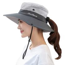 Chapéu Muryobao Outdoor Dobrável com Proteção UV Aba Larga Cinza Claro Chapéu Muryobao Outdoor Dobrável com Proteção UV Aba Larga Cinza Claro