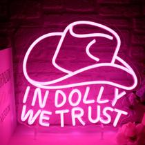 Chapéu Neon Sign Dracey Pink Cowgirl 33x34 cm alimentado por USB