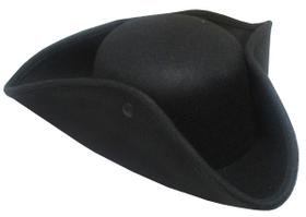 Chapéu Nicky Bigs Novelties Tricorn Colonial Adult Black Felt Chapéu Nicky Bigs Novelties Tricorn Colonial Adult Black Felt