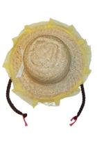 Chapéu Palha Infantil c/ Renda AMARELA e Trancinha Chapéu Palha Infantil c/ Renda AMARELA e Trancinha