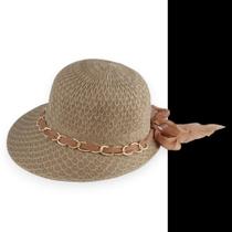Chapéu Palha Lenço Fita Praia Casual Feminino aba curta LAÇO 862