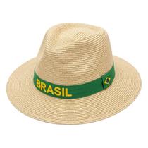 Chapéu Panamá Fita Brasil Bege Praia Verão Elegante Chapéu Panamá Fita Brasil Bege Praia Verão Elegante