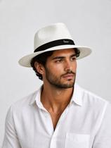 Chapéu Panamá Masculino Palha Aba Média Estilo Verão Piscina Chapéu Panamá Masculino Palha Aba Média Estilo Verão Piscina
