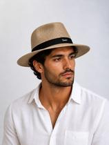 Chapéu Panamá Masculino Palha Aba Média Estilo Verão Piscina Chapéu Panamá Masculino Palha Aba Média Estilo Verão Piscina