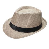 Chapéu Panamá Palha Aba Curta Faixa Preta Cor Cinza