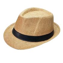 Chapéu Panamá Palha Aba Curta Faixa Preta Cor Palha