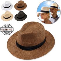 Chapéu Panamá Palha Aba Larga Moda Masculino Feminino Praia Casual Festa Pagodeiro Viagem Clássico Tradicional