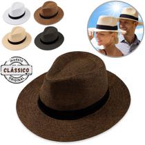 Chapéu Panamá Palha Aba Larga Moda Masculino Feminino Praia Casual Festa Pagodeiro Viagem Clássico Tradicional