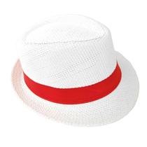 Chapéu Panamá Zé Malandro Branco Faixa Vermelho Carnaval