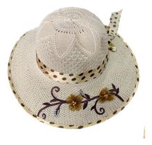 Chapeu Para Praia Feminino Aba Grande Com Flores Verão