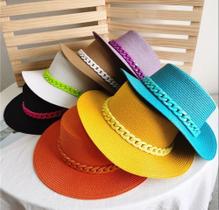 Chapéu Paris Colorido com Corrente Tendência Verão Moda Praia