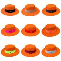 Chapéu Paris de Juta Laranja com Faixa Personalizada