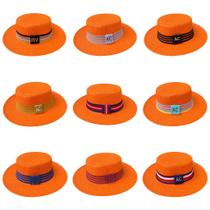 Chapéu Paris de Juta Laranja com Faixa Personalizada Listrada