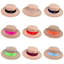 Chapéu Paris Fedora Bege com Faixa Personalizada para Iniciais