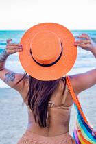 Chapéu Paris feminino de praia piscina campo Celulose com faixa Preta de palha - GT Moda Praia