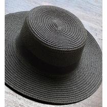 Chapéu Paris Preto de Fibra Sintético Palha Feminino