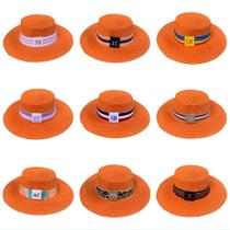 Chapéu Paris Sintético Laranja com Faixa Personalizada Listradas