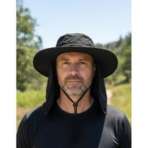 Chapéu Pescador Australiano Camping Proteção Solar Nuca Preto UN Chapéu Pescador Australiano Camping Proteção Solar Nuca Preto UN